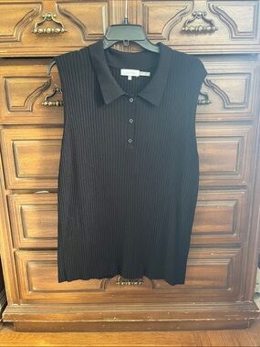 Calvin Klein Black Ribbed Sleeveless Polo Knit